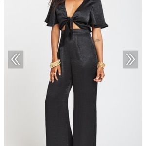 SMYM Jenna Black Jumpsuit- Black Sheen